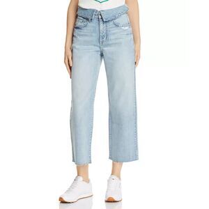 Pistola Cher Fold-Over Cropped Wide Leg Jeans size 26 in Light Wash